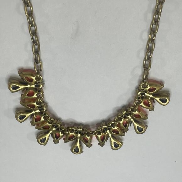 J. Crew crystal statement necklace peach and citrine in gold tone trendy boho - Picture 7 of 15
